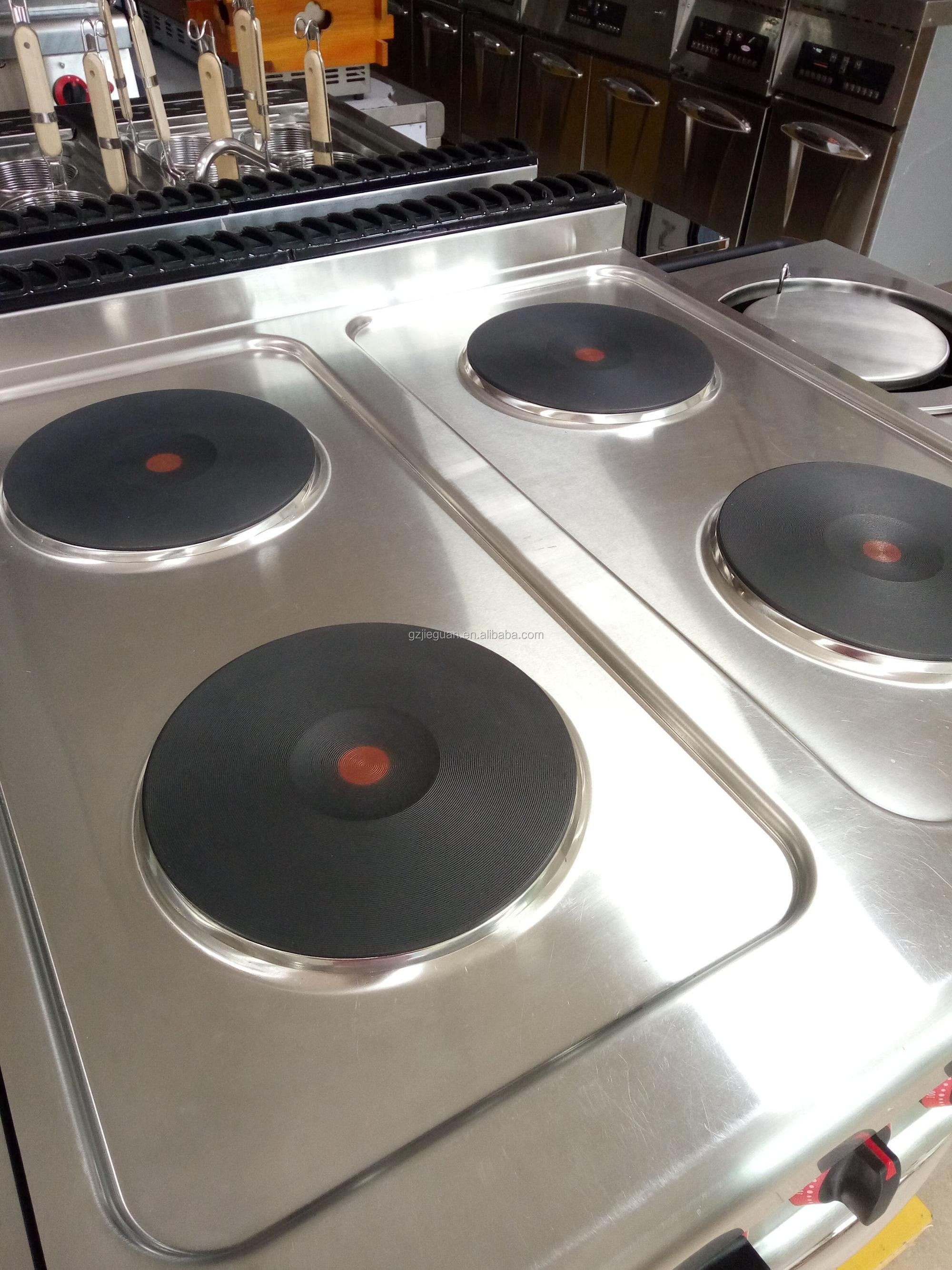 stainless steel  commercial freestanding electric 4 round hot plate stove  with oven