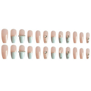 Factory price Rainbow Full Cover False Nail Art artificial fingernails Long Tips Coffin Designed Press On Nails