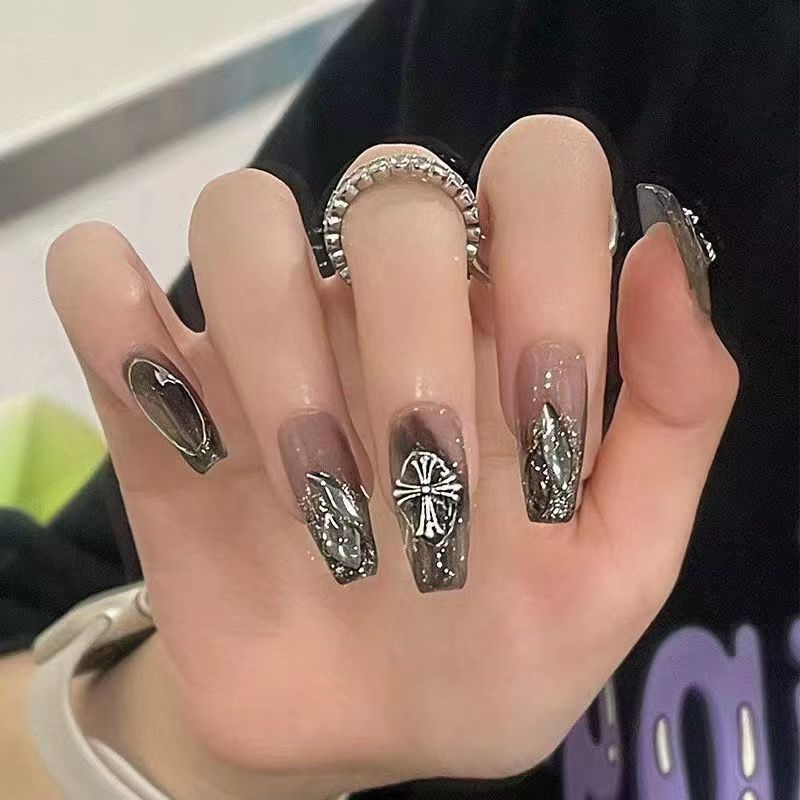 Factory price Rainbow Full Cover False Nail Art artificial fingernails Long Tips Coffin Designed Press On Nails