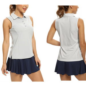 Quick Dry UPF50+ UV Protection V-Neck with Collar Lightweight Tennis Tank Tops Outdoor Sports Women Sleeveless Polo Golf Shirts