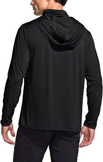 Men's Blank Long Sleeve Workout Shirts Hoodie with Mask, UPF 50+ Lightweight Quick Dry Sports Outdoor Fishing T Shirts