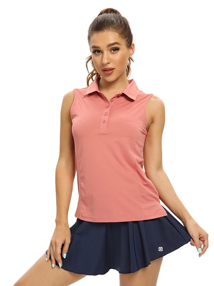 Quick Dry UPF50+ UV Protection V-Neck with Collar Lightweight Tennis Tank Tops Outdoor Sports Women Sleeveless Polo Golf Shirts