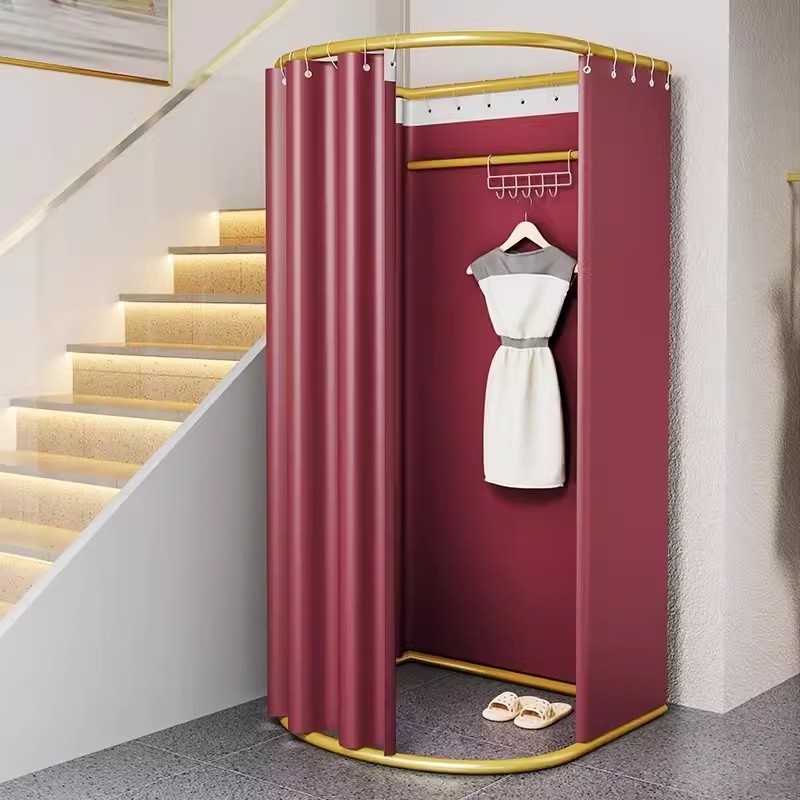 Wholesale Retail Gold Mobile Fitting Room Metal Dressing Room For Clothing Store