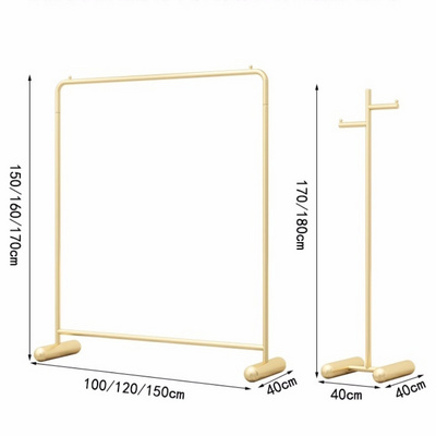 Clothing Store Luxury Gold Display Rack Standing Rail Drying Rack Clothes Display Rack