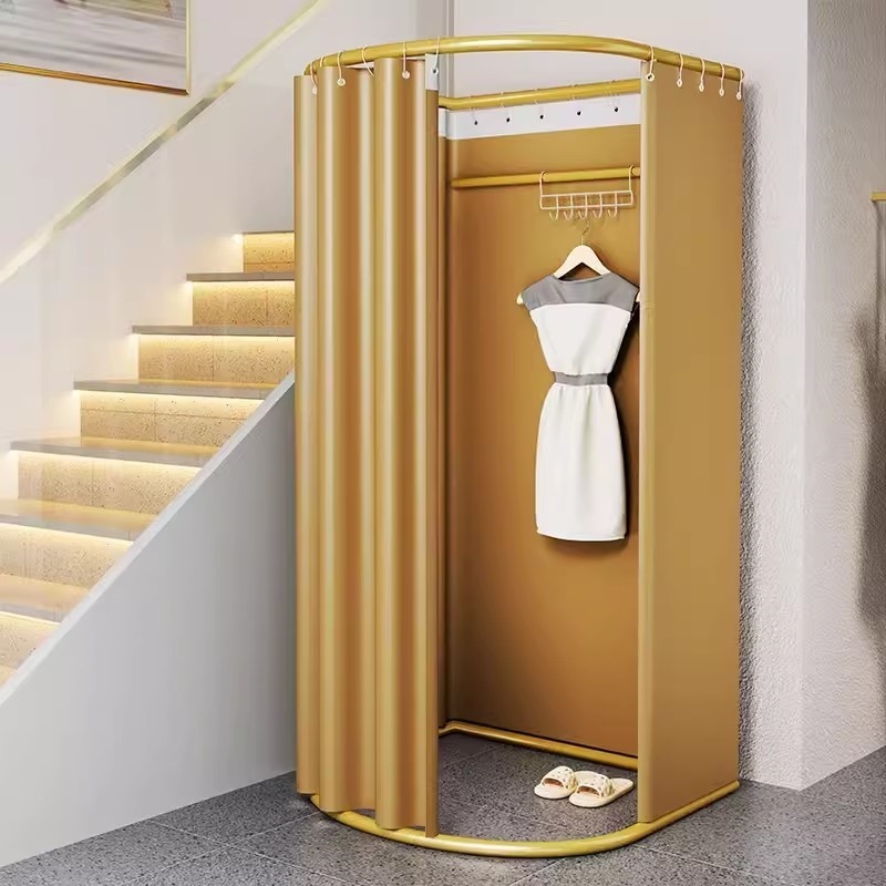 Wholesale Retail Gold Mobile Fitting Room Metal Dressing Room For Clothing Store