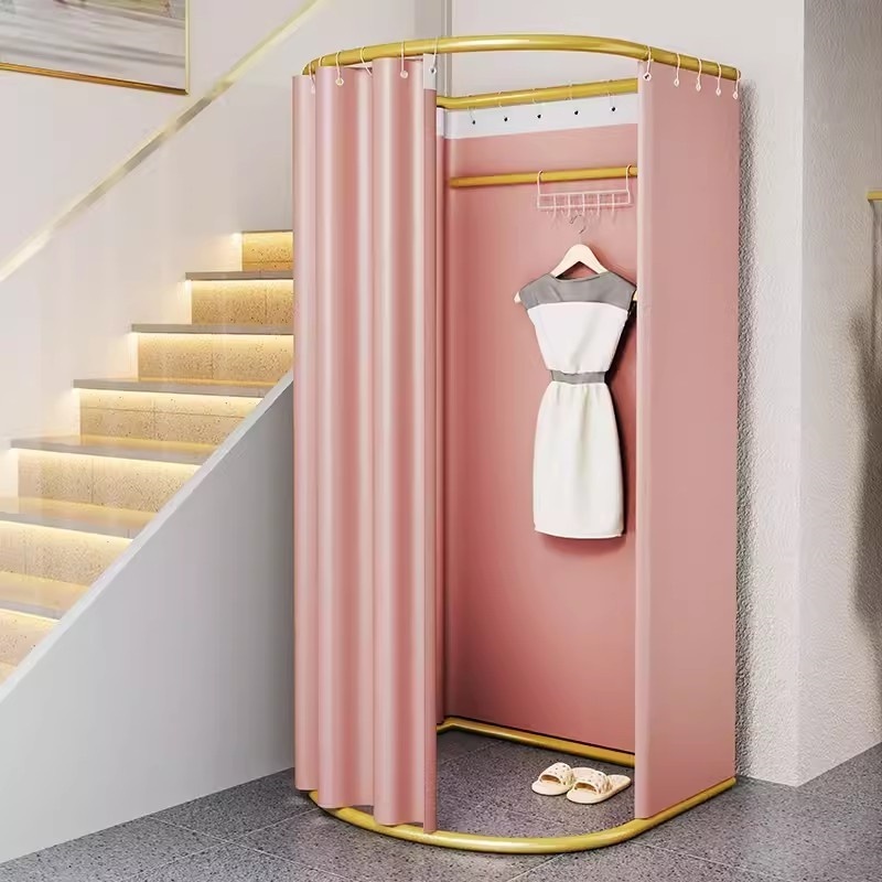 Customize Retail Clothing Store Simple Fitting Room Metal Mobile Dressing Room