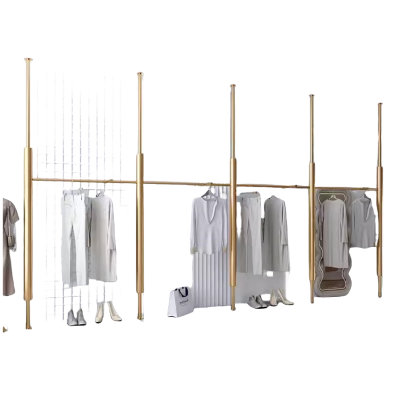 Fashion Gold Clothing Rack Stainless Steel Cloth Display Stands Women Clothes Display Racks Metal Clothes Display Racks