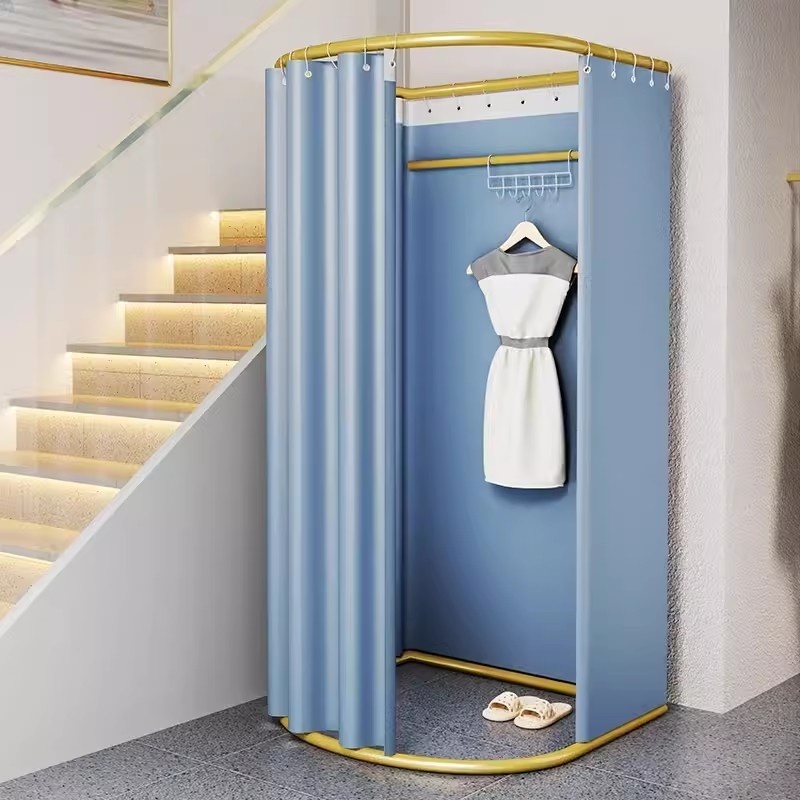 Customize Retail Clothing Store Simple Fitting Room Metal Mobile Dressing Room