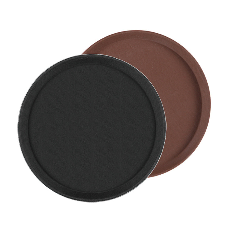 Custom Black/Brown Serving Tray Modern Round Non-slip tray