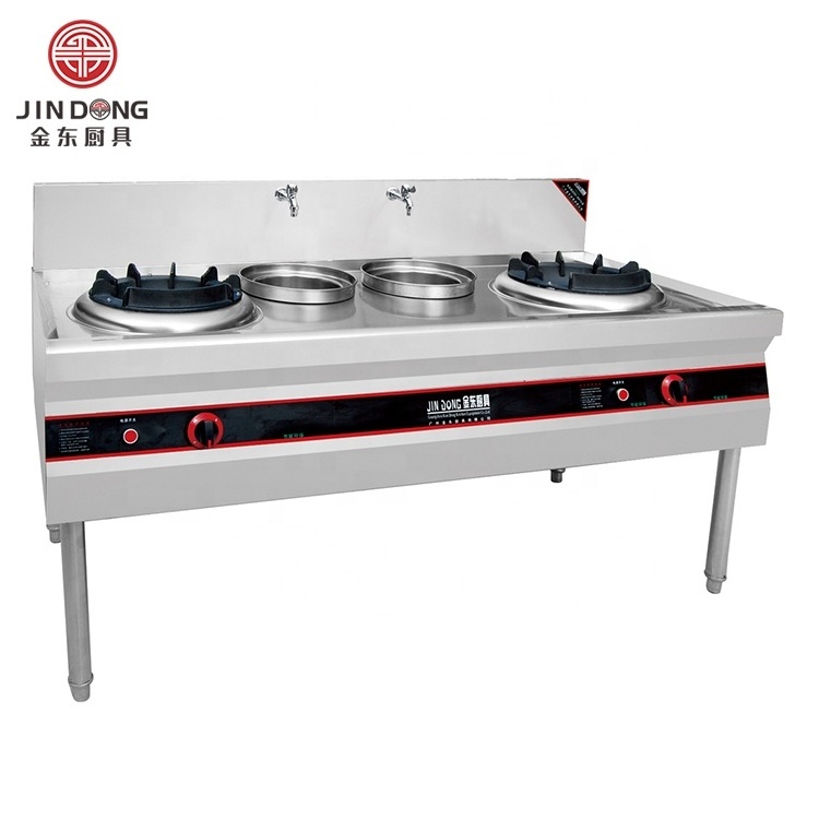 Industrial Vertical Gas Stove Electric Stove 2 Burner With Soup Pot Faucet