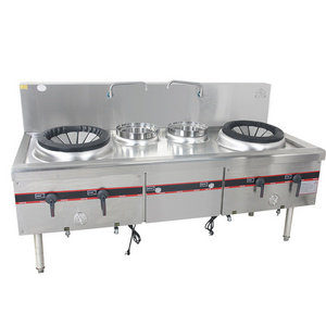 High Efficiency stainless steel two wok 2 burner cooker Gas Stove with Faucet and Water Basi