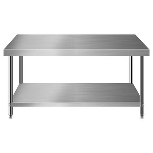 Multiple Table Under-Shelf 2 Layers Table Stainless Steel Working Table Stainless Steel Shelves Storage Rack Shelving