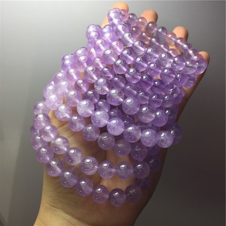 Natural transparent lavender amethyst semi-precious stone ball bracelet stone fashion woman ornament