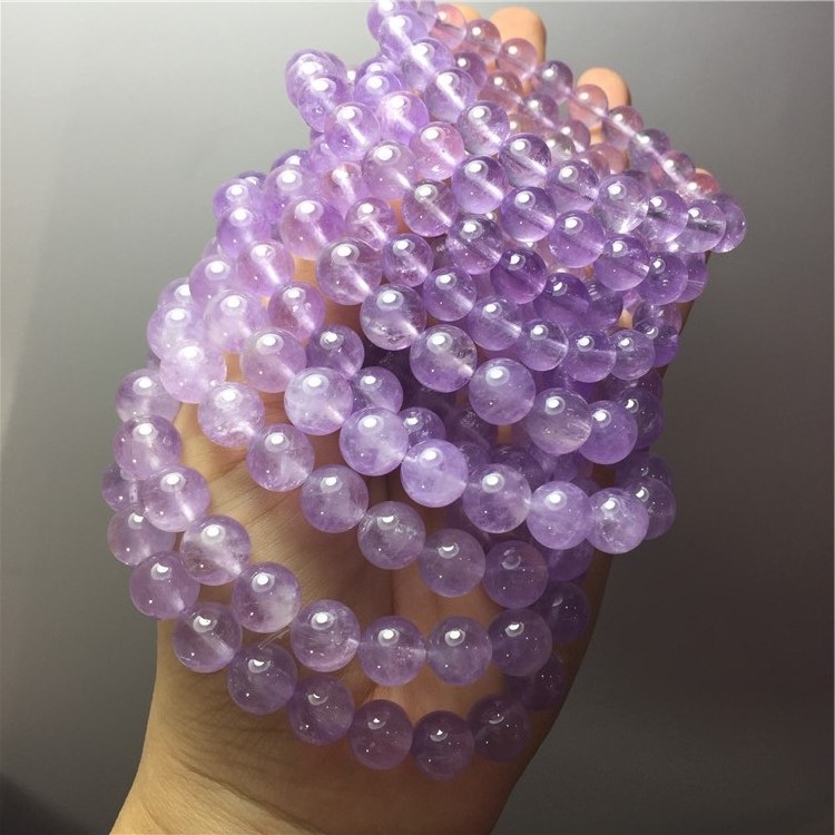 Natural transparent lavender amethyst semi-precious stone ball bracelet stone fashion woman ornament