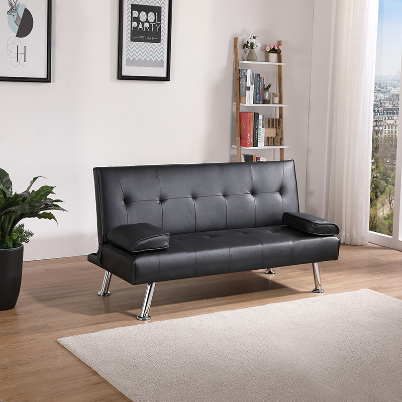 Modern minimalist leather art sofa business office home living room double sitting and sleeping dual-purpose folding sofa bed