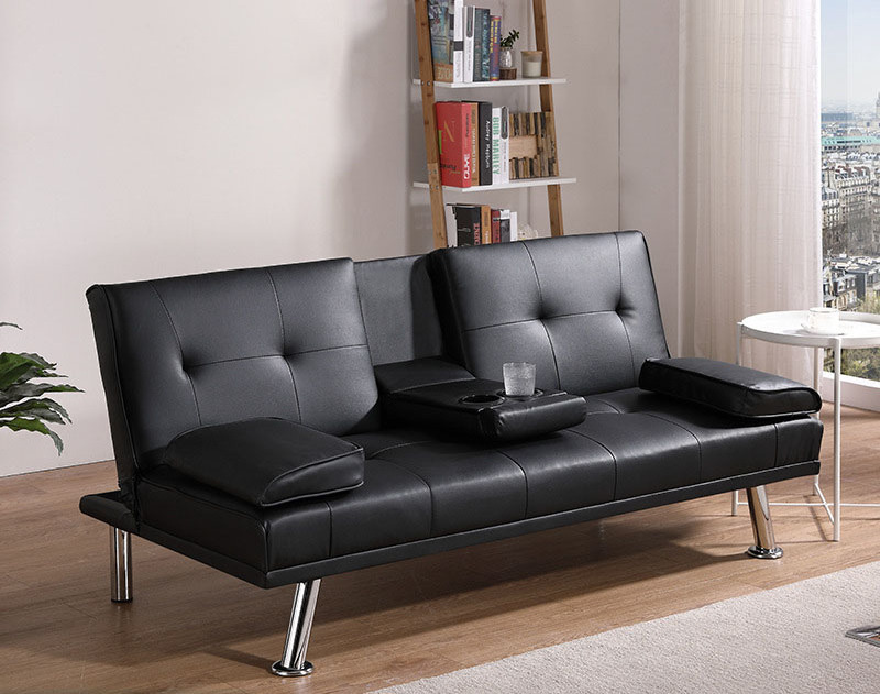 Modern minimalist leather art sofa business office home living room double sitting and sleeping dual-purpose folding sofa bed