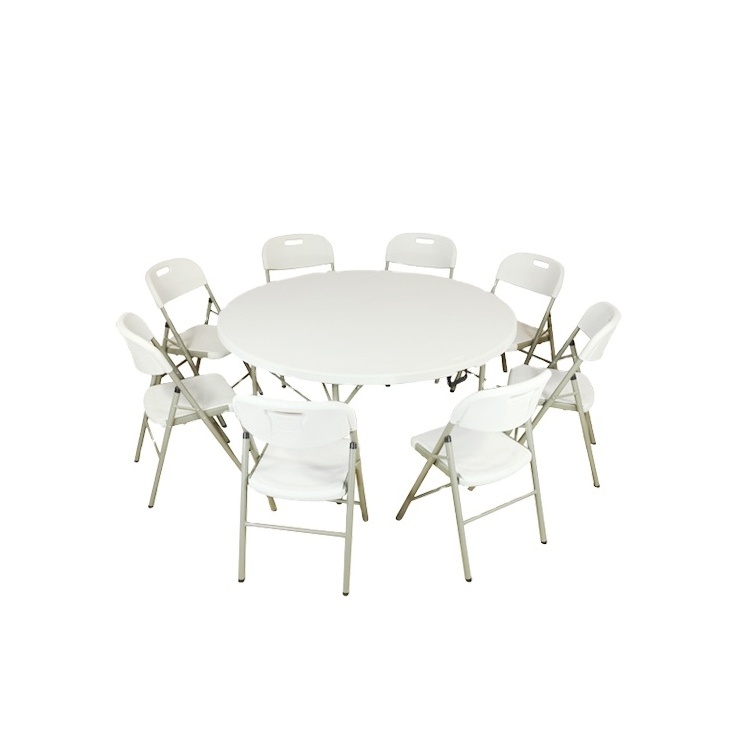 Wholesale 5FT 10 People Wedding Dining Folding Table Banquet Plastic Round Table For Outdoor Events