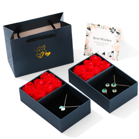 Wholesale Preserved Rose Gifts Box Flower Jewelry Necklace Ring Immortal Forever Eternal Roses Box Valentine's Day Gift 2024