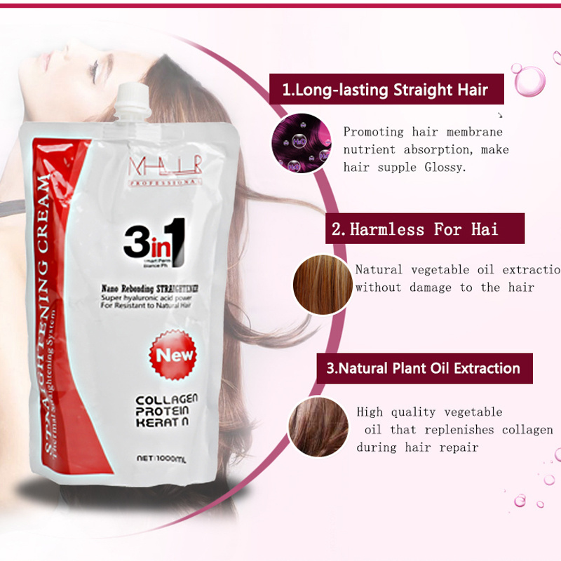 Good quality  korea hair perm lotion 3 in 1 milk hair rebonding 1 step keratin hair straightening cream