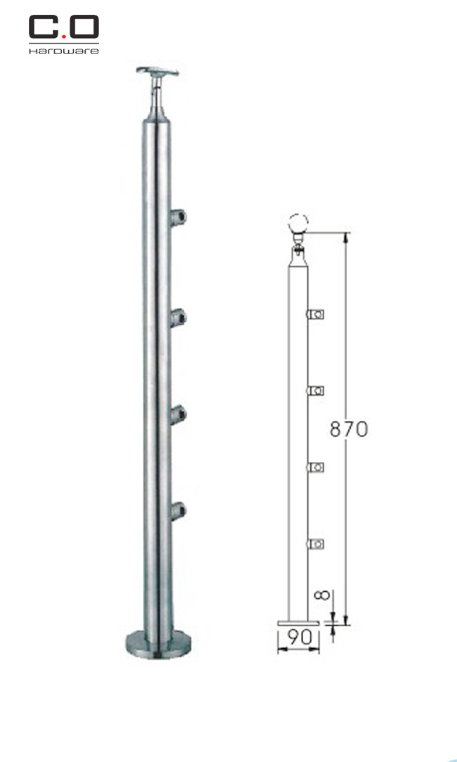 Handrail  Balcony 304/316 Stainless Steel glass balustrade