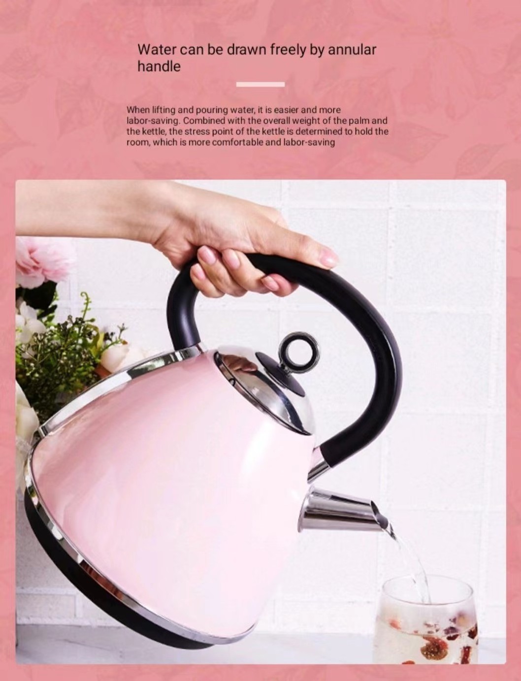 European retro 304 stainless steel electric kettle ins net red double-layer anti scalding household kettle large capacity kettle