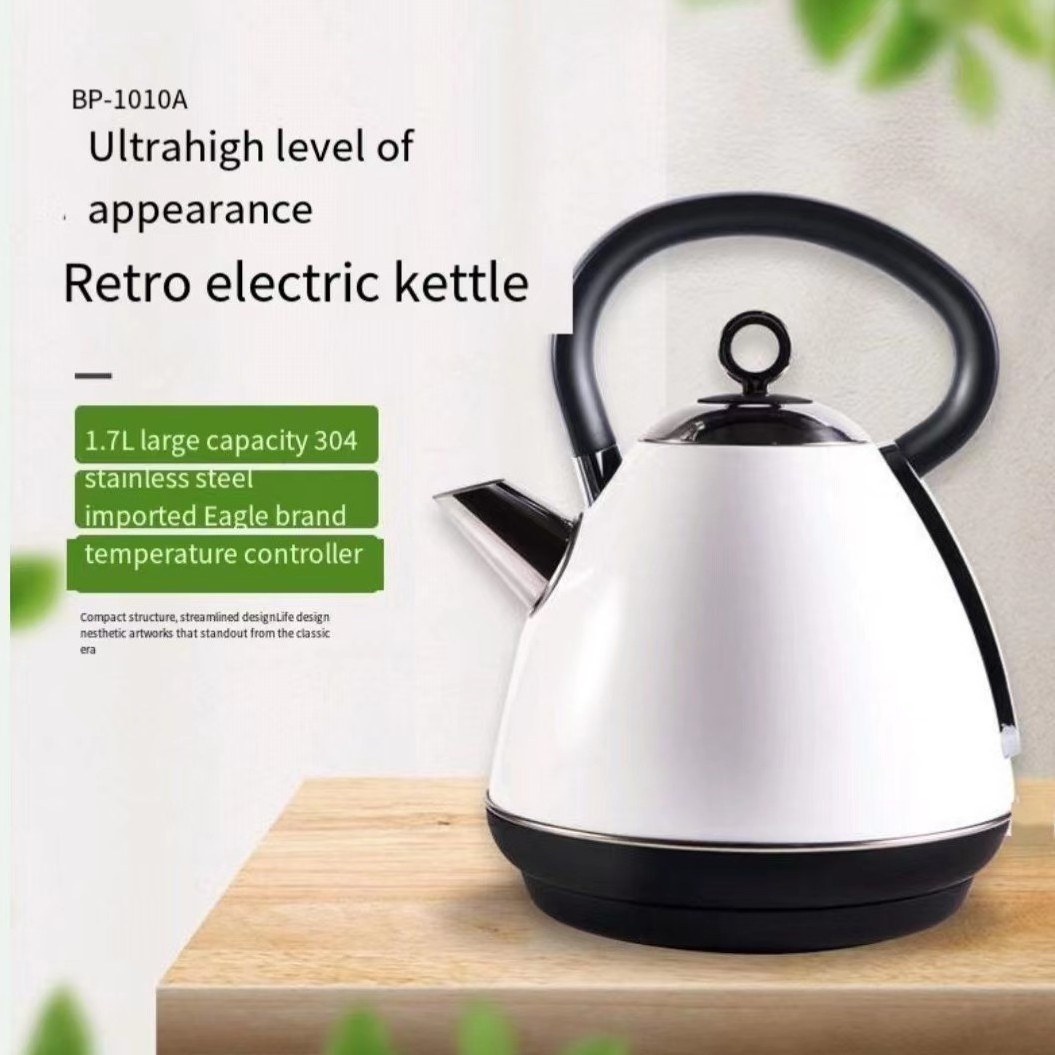 European retro 304 stainless steel electric kettle ins net red double-layer anti scalding household kettle large capacity kettle