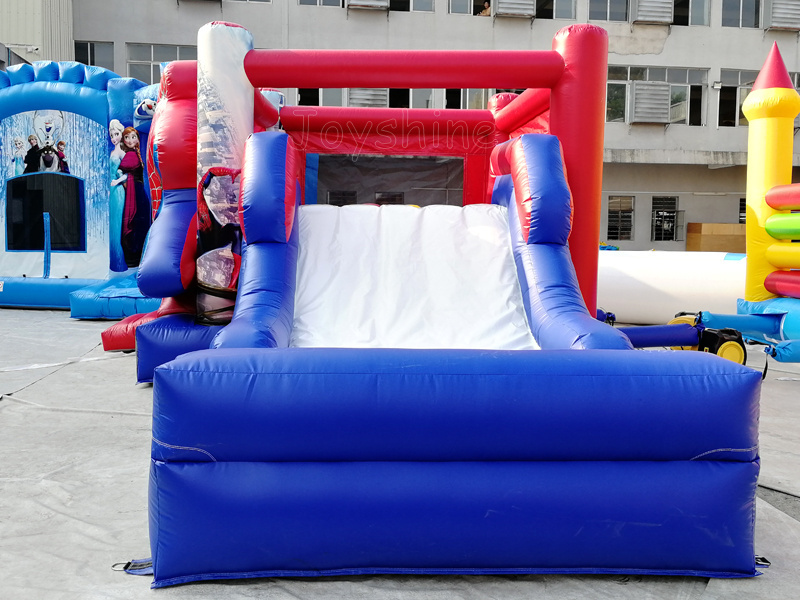 China Manufacturers Wholesale Commercial Spiderman Castles Bouncer Combo Inflatable Spider Man Bounce House With Slide