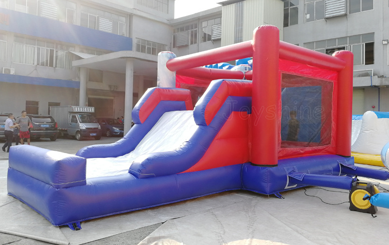 China Manufacturers Wholesale Commercial Spiderman Castles Bouncer Combo Inflatable Spider Man Bounce House With Slide