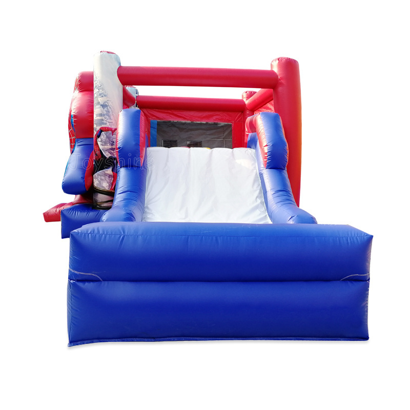 China Manufacturers Wholesale Commercial Spiderman Castles Bouncer Combo Inflatable Spider Man Bounce House With Slide