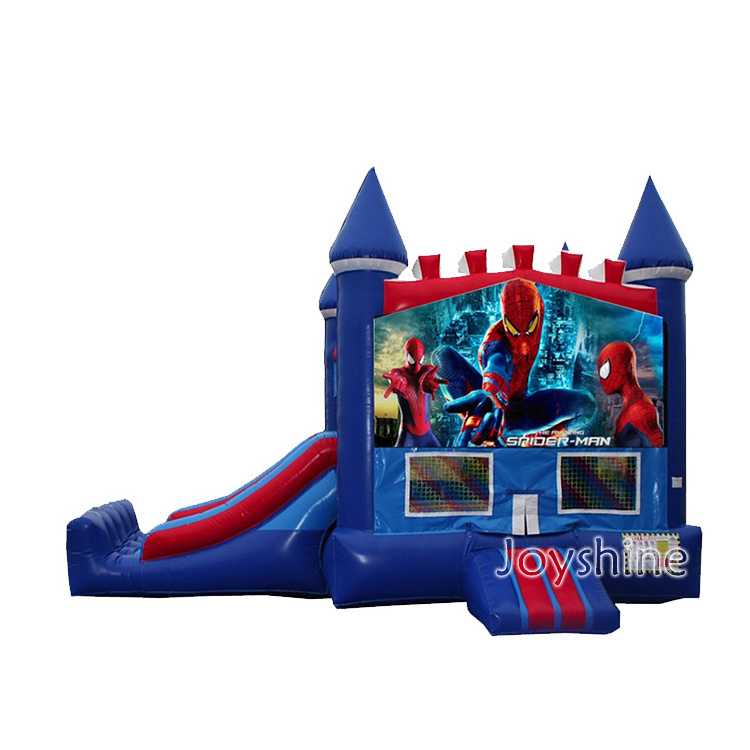 Wholesale kids high quality Spiderman Christmas inflatable slide combo