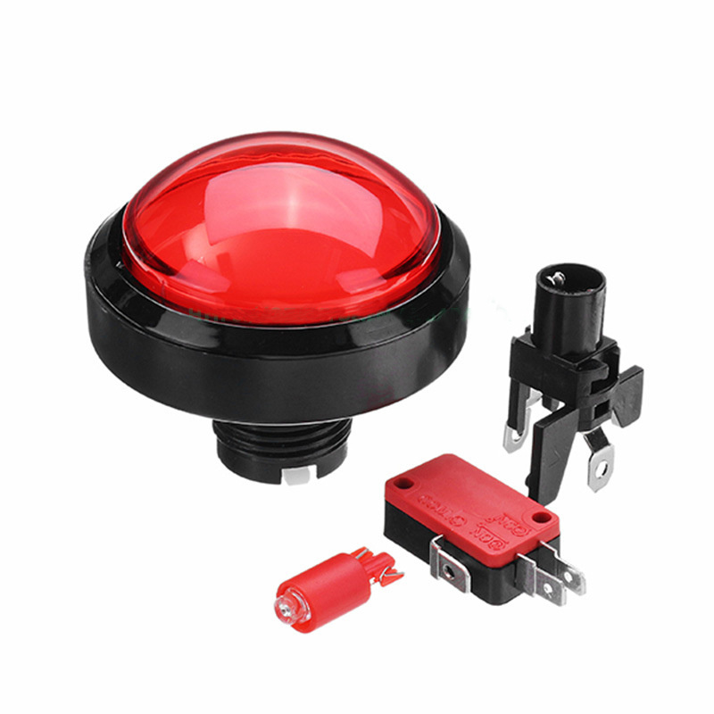 High quality 60mm 100mm jumbo dome round momentary 12V LED illuminated hand held plastic arcade push button switch