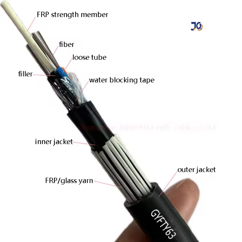 24 48 Core Anti-Rodent Fiber Optic Cable GYFTY63  Rat-proof with Glass Yarn Armored Direct Buried Optical Cable