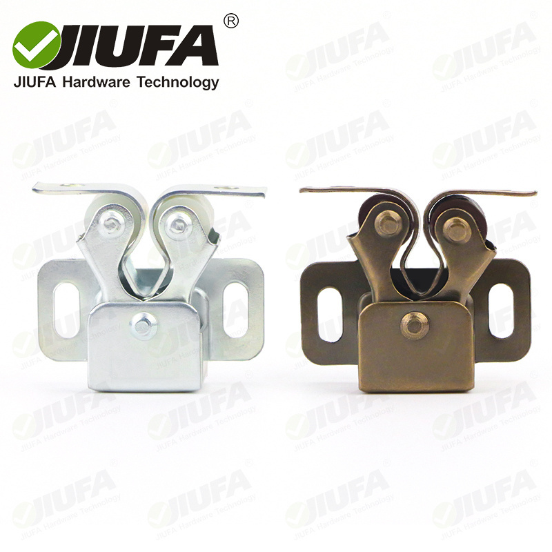 JIUFA Furniture Hardware Double Roller Door Catch Cabinet Metal Door Latch Catch