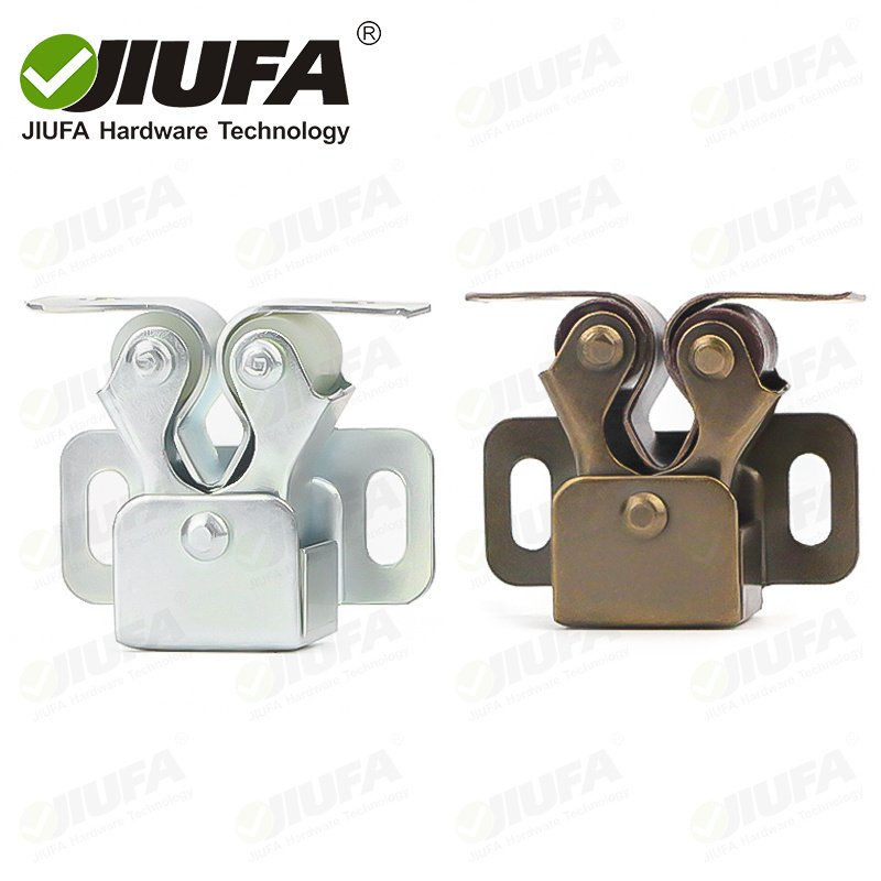 JIUFA Furniture Hardware Double Roller Door Catch Cabinet Metal Door Latch Catch