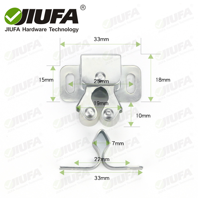 JIUFA Furniture Hardware Double Roller Door Catch Cabinet Metal Door Latch Catch