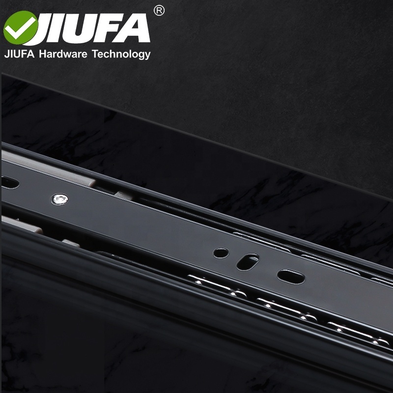 JIUFA Furniture Hardware Full Extension Touch Open Drawer Slide For Cabinet Wardrobe Handle Free Push Open Telescopic Channel