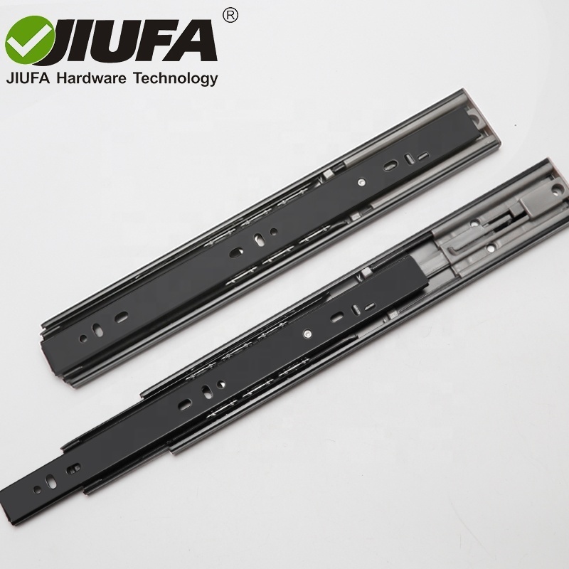 JIUFA Furniture Hardware Full Extension Touch Open Drawer Slide For Cabinet Wardrobe Handle Free Push Open Telescopic Channel