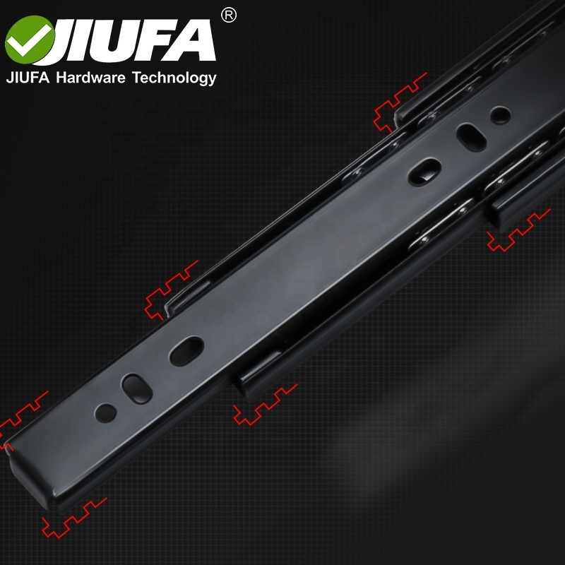 JIUFA Furniture Hardware Full Extension Touch Open Drawer Slide For Cabinet Wardrobe Handle Free Push Open Telescopic Channel