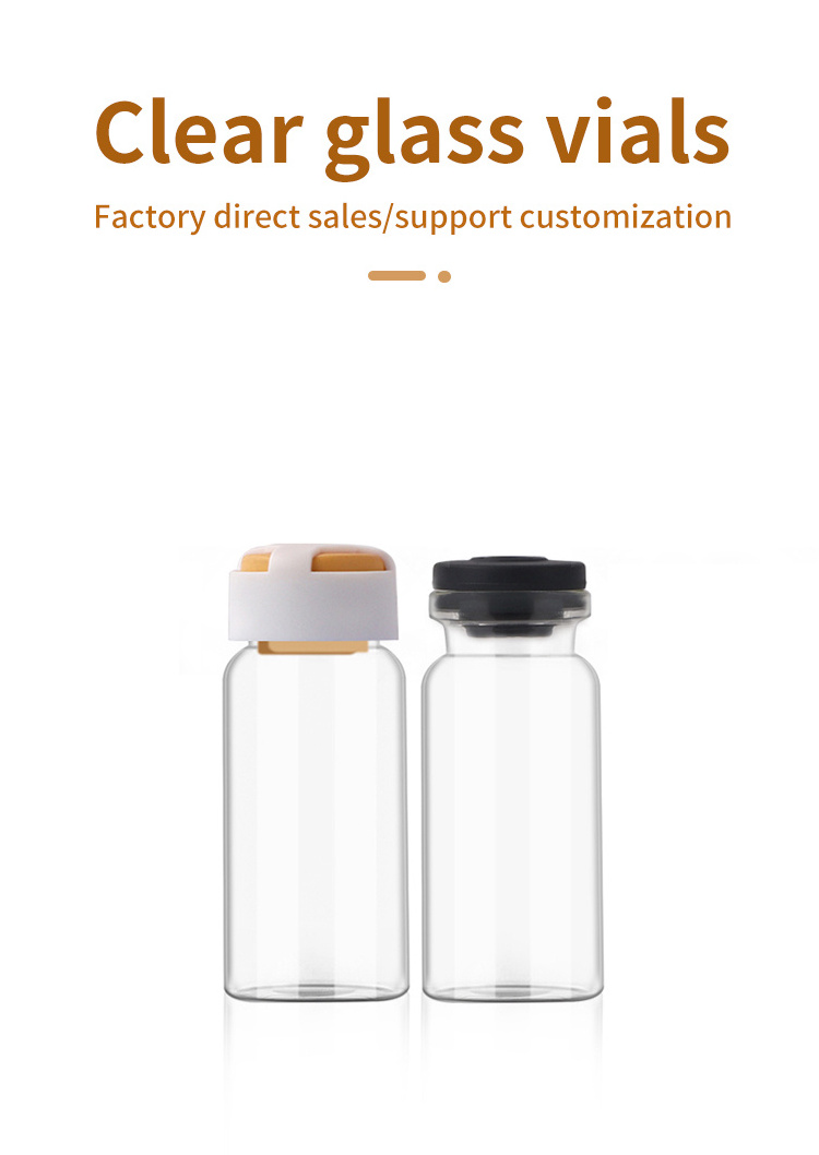 Clear mini 2ml 3ml 4ml 5ml 7ml 8ml 10ml 15 ml 20ml 30ml medicine bottle glass vials for injection