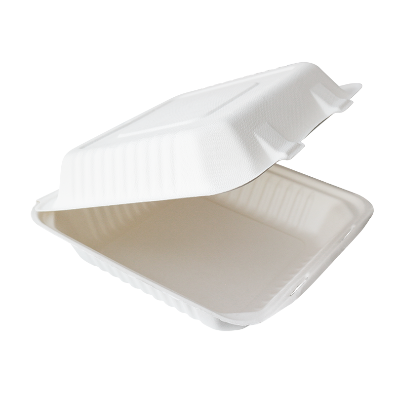 Biodegradable Taper Sugarcane Bagasse Lunch Box to Go Fast Food Packaging Sugar Cane Container Sandwich Container Folders Accept