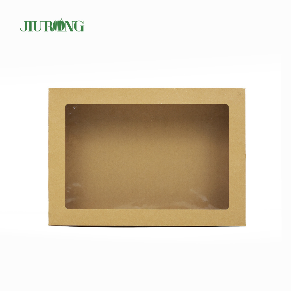 Custom Logo Kraft Paper Cardboard Cookie Cake Candy Pizza Packaging Box With Window