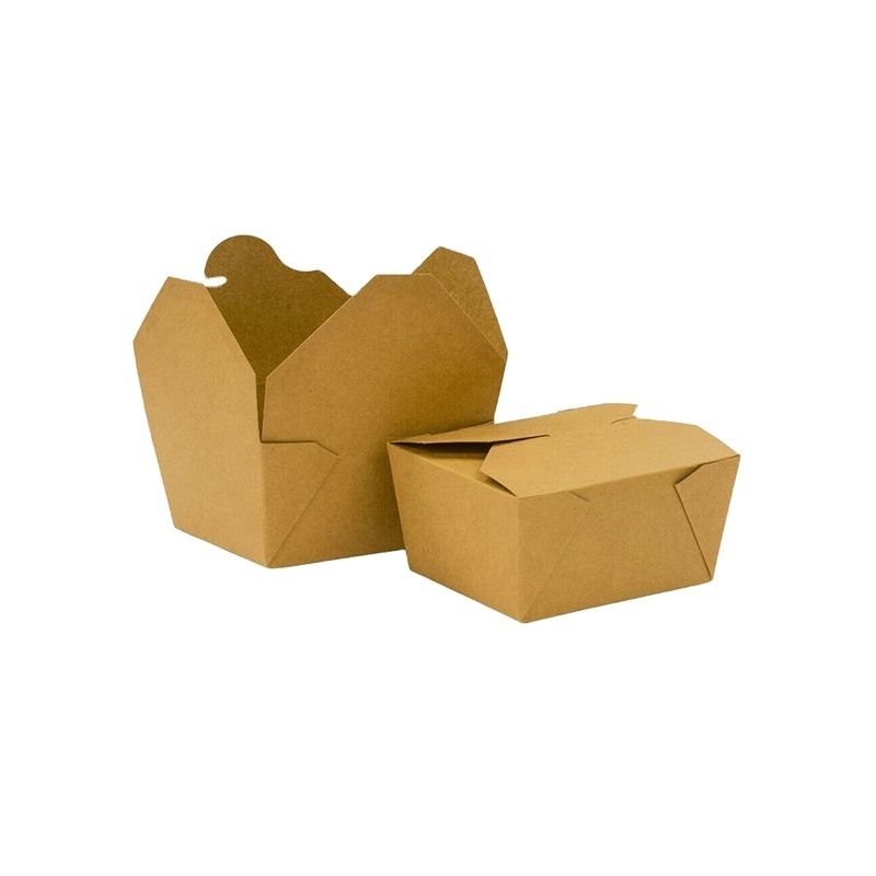 Customized Kraft Paper To Go Take Away Lunch Packing Boxes Square Paper Food Container