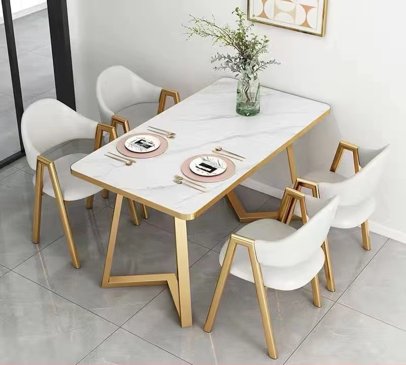 Nordic negotiation table light luxury table dining chair combination small family simple coffee milk tea shop rectangular table