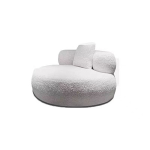 Nordic lamb wool single sofa Italian cream big white fat minimalist casual lazy round sofa chair