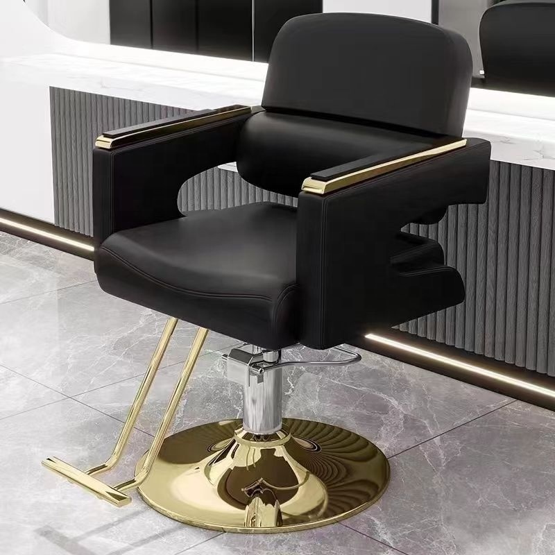 2024 Customized factory wholesale black leather square base hair salon professional barber chairs