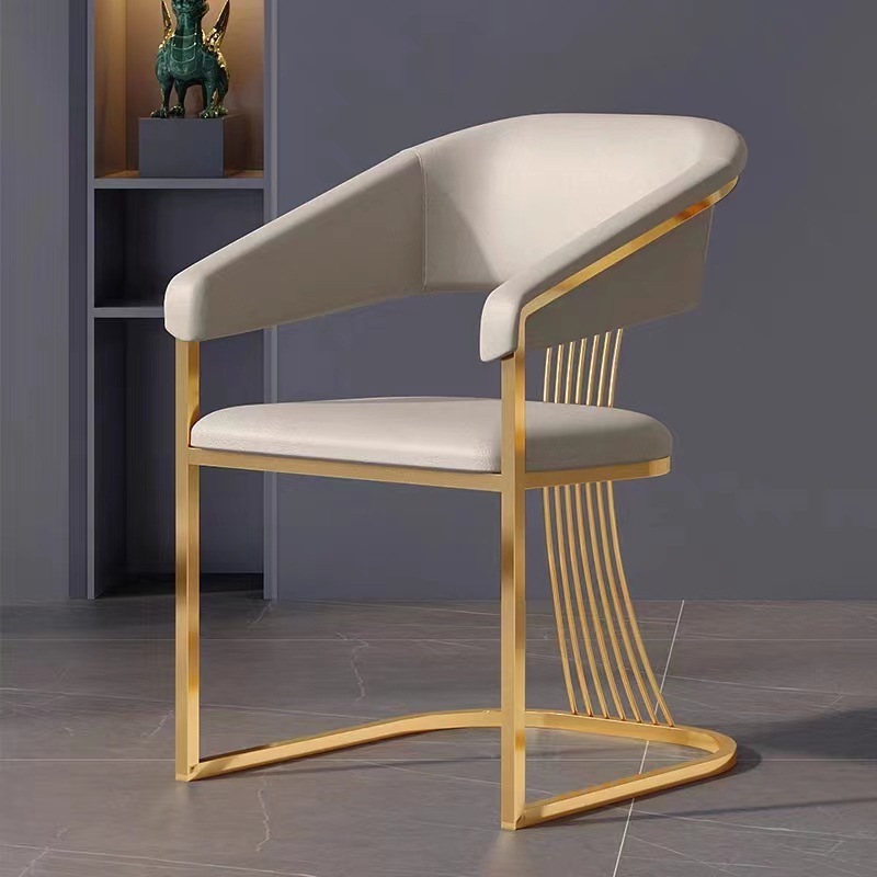 Factory directly for the hotel banquet hall soft bag chair light luxury stainless steel titanium gold wedding chair dining chair