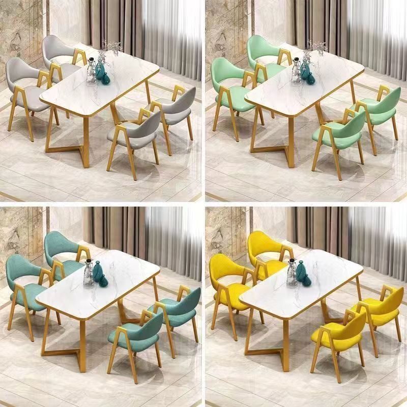 Nordic negotiation table light luxury table dining chair combination small family simple coffee milk tea shop rectangular table