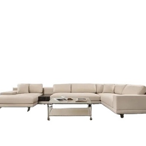 Italian minimalist light luxury Mondrian leather sofa villa large flat floor designer first layer cowhide corner sofa