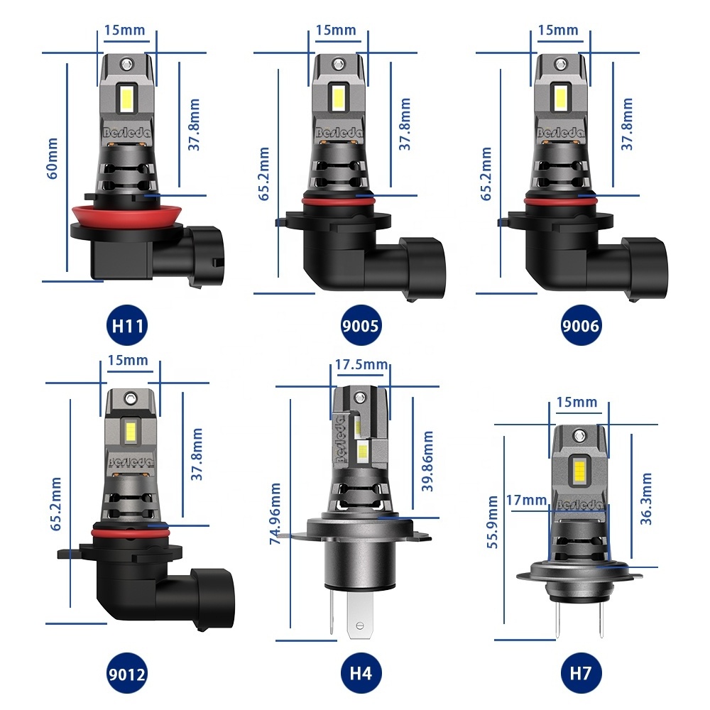 New product All In One 1:1 Design I7S 7200LM Fan Heatsink H4 9005 H7 H11 Car LED headlight bulb replace halogen