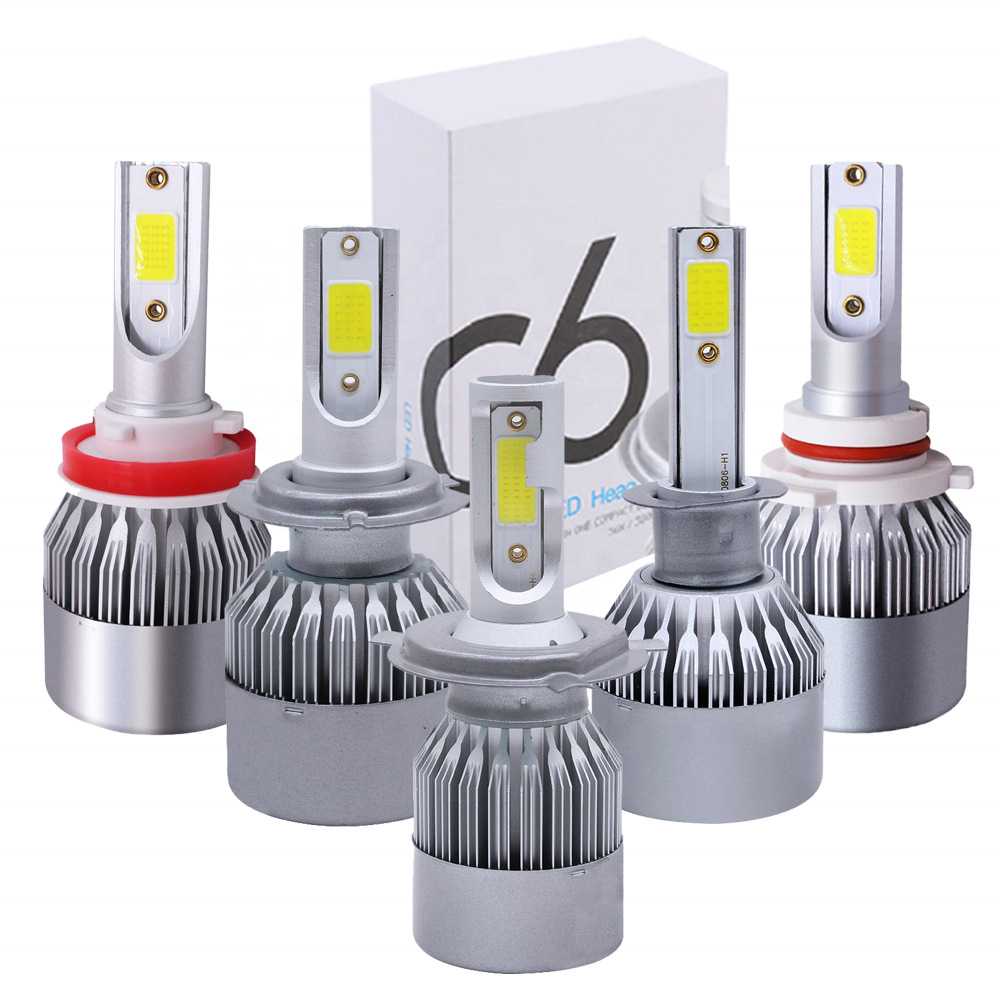 Hot sale C6 H4 LED Headlight h7 led auto bulbs h8 h9 h11 hb3 hb4 12v cob led lamp bulbs h4 h7 led